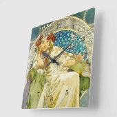 Alphonse Mucha Princess Hyacinth Art Nouveau Vierkante Klok (Hoek)