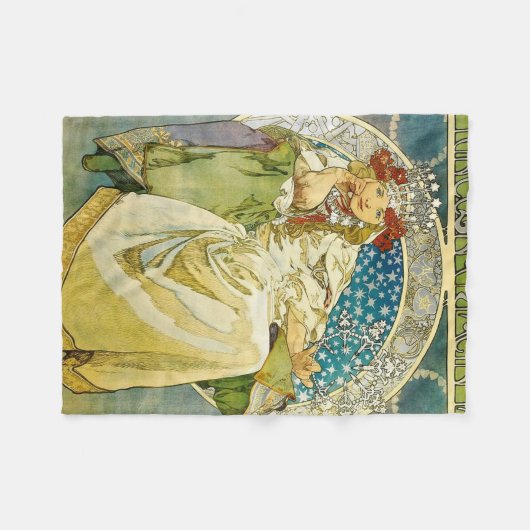 Alphonse Mucha Princess Hyacinth Fleece Deken (Voorkant (Horizontaal))