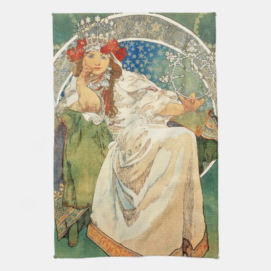 Alphonse Mucha Princess Hyacinth Kitchen Towel Theedoek (Verticaal)