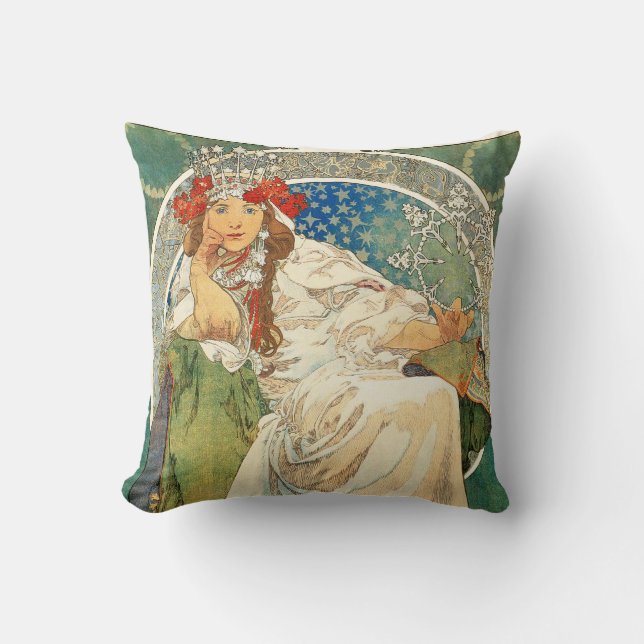 Alphonse Mucha Princess Hyacinth Pillow Kussen (Voorkant)
