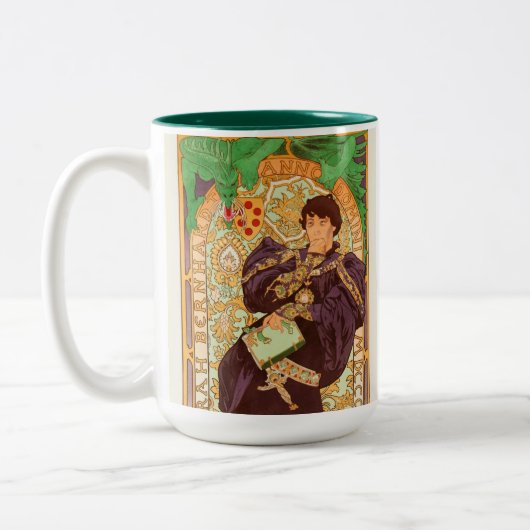 Alphonse Mucha Prins en Draak Tweekleurige Koffiemok (Links)