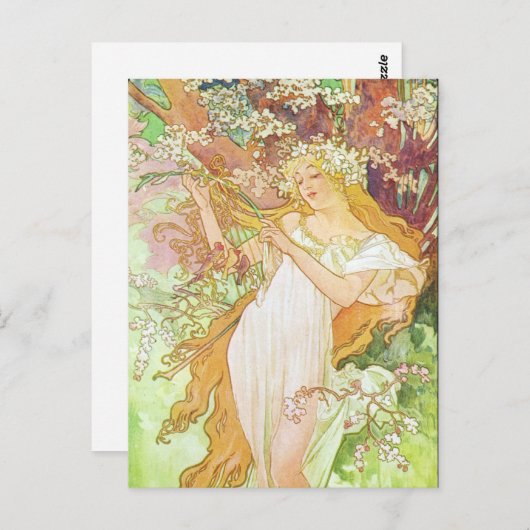 Alphonse Mucha Printemps/Spring, 1896 Briefkaart (Voorkant / Achterkant)