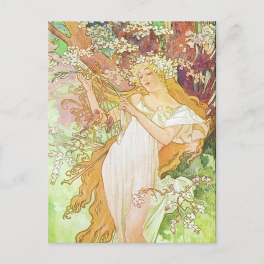 Alphonse Mucha Printemps/Spring, 1896 Briefkaart (Voorkant)