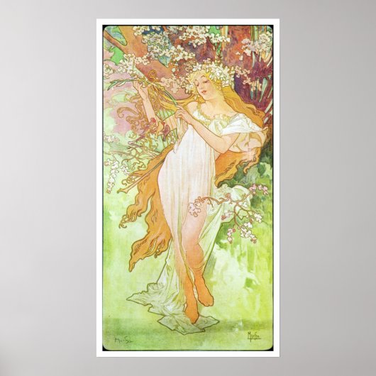 Alphonse Mucha Printemps/Spring, 1896 Poster (Voorkant)