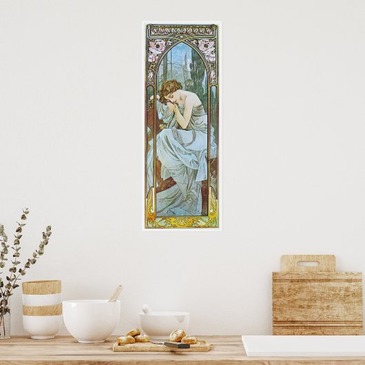 Alphonse Mucha. Repo's De La Nuit/Nocturnal Slumbe Poster (Keuken)