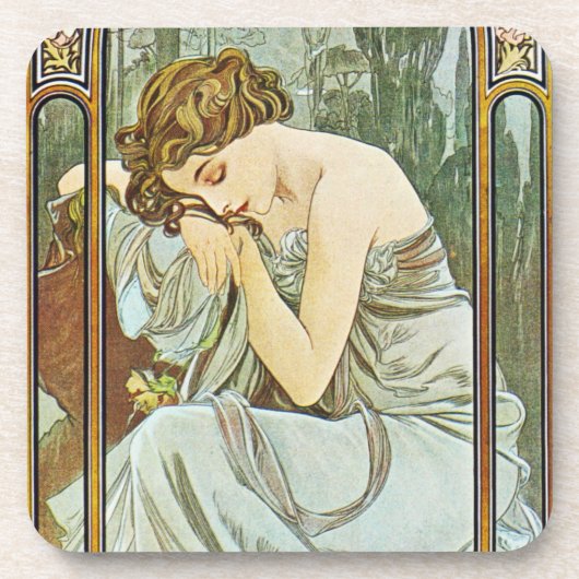 Alphonse Mucha Repos de la Nuit Onderzetter Set (Voorkant)