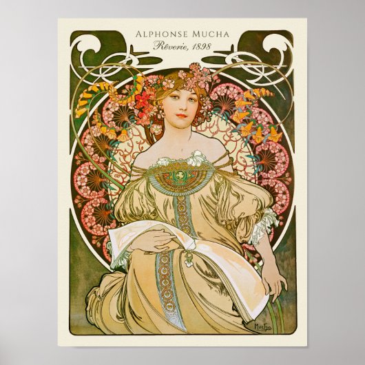 Alphonse Mucha Rêverie Daydream CC0879 Art Nouveau Poster (Voorkant)