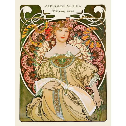 Alphonse Mucha Rêverie Daydream CC0879 Art Nouveau Poster
