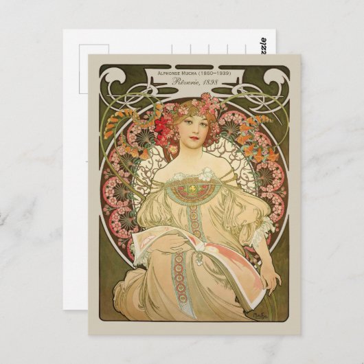 Alphonse Mucha Rêverie Daydroom CC0877 Art Nouveau Briefkaart (Voorkant / Achterkant)