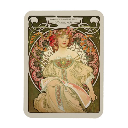 Alphonse Mucha Rêverie Daydroom CC0878 Art Nouveau Magneet (Verticaal)