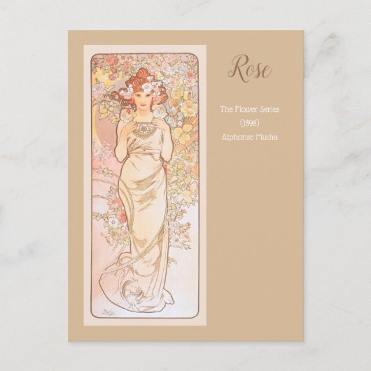 Alphonse Mucha roos Flower Series Briefkaart (Voorkant)