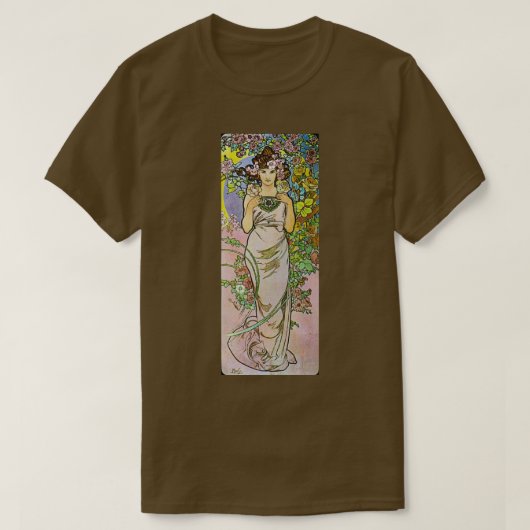 Alphonse Mucha Roos T-shirt (Design voorkant)