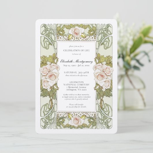 Alphonse Mucha Rozen Celebration of Life Kaart (Staand voorkant)