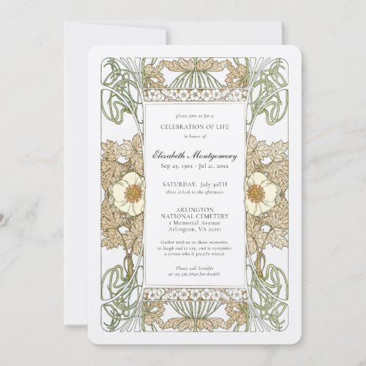 Alphonse Mucha Rozen Celebration of Life Kaart (Voorkant)