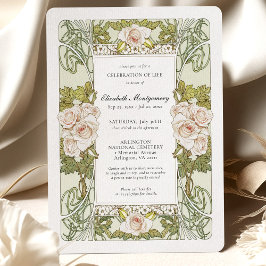 Alphonse Mucha Rozen Celebration of Life Kaart