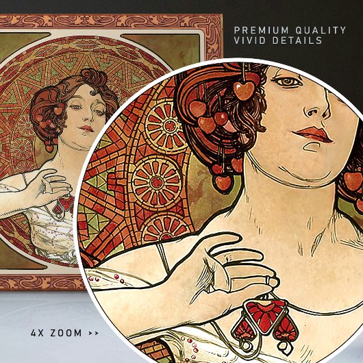 Alphonse Mucha "Ruby" Red Art  Tegeltje