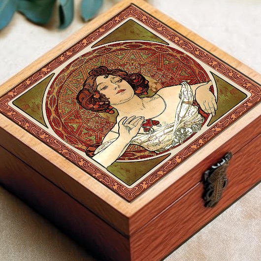 Alphonse Mucha "Ruby" Red Art  Tegeltje