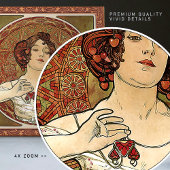 Alphonse Mucha "Ruby" Rood Art Nouveau Vintage Tegeltje