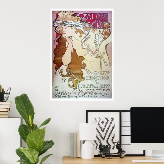 Alphonse Mucha. Salon Des Cent, 1896 Poster (Thuiskantoor)