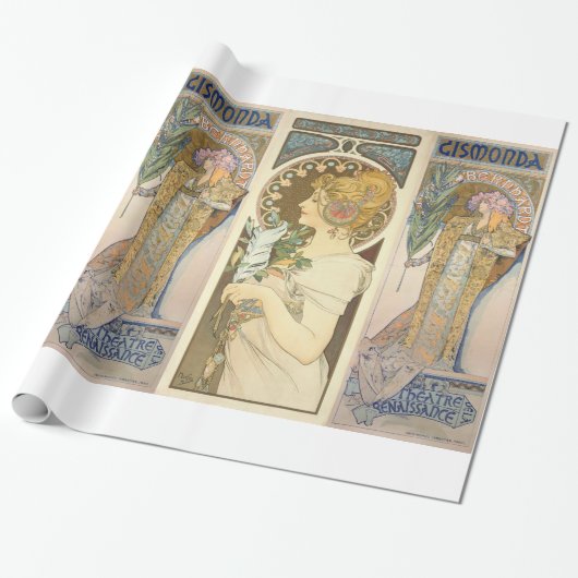 Alphonse Mucha - Sarah Bernhard Painting Cadeaupapier (Uitgerold)