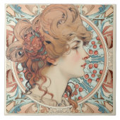 Alphonse Mucha Sarah Bernhardt Art Nouveau Ceramic Tegeltje (Voorkant)