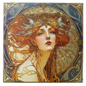 Alphonse Mucha Sarah Bernhardt Art Nouveau Ceramic Tegeltje (Voorkant)