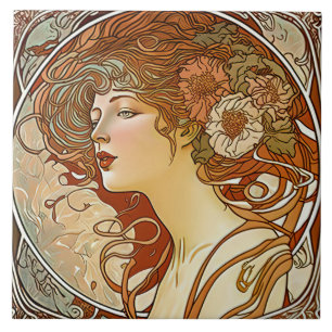 Alphonse Mucha Sarah Bernhardt Art Nouveau Ceramic Tegeltje
