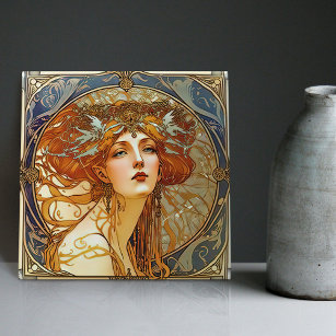 Alphonse Mucha Sarah Bernhardt Art Nouveau Ceramic Tegeltje