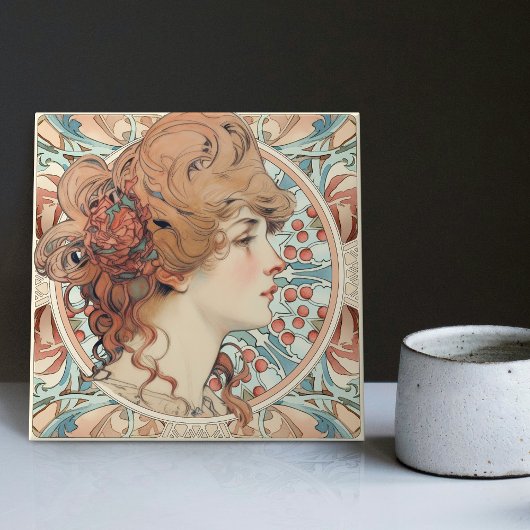 Alphonse Mucha Sarah Bernhardt Art Nouveau Ceramic Tegeltje
