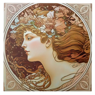 Alphonse Mucha Sarah Bernhardt Art Nouveau Ceramic Tegeltje