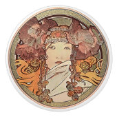 Alphonse Mucha Sarah Bernhardt Art Nouveau  Keramische Knop (Voorkant)