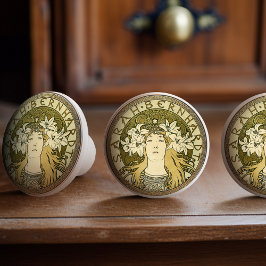 Alphonse Mucha Sarah Bernhardt Art Nouveau  Keramische Knop