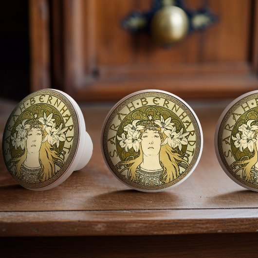 Alphonse Mucha Sarah Bernhardt Art Nouveau  Keramische Knop