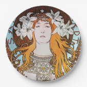 Alphonse Mucha Sarah Bernhardt  Art Nouveau Papieren Bordje (Voorkant)
