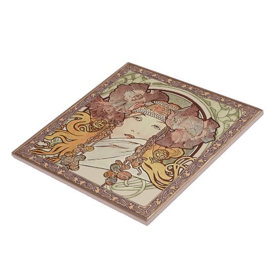 Alphonse Mucha Sarah Bernhardt Art Nouveau  Tegeltje (Zijkant)