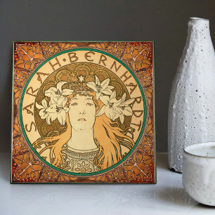 Alphonse Mucha Sarah Bernhardt Art Nouveau Tegeltje