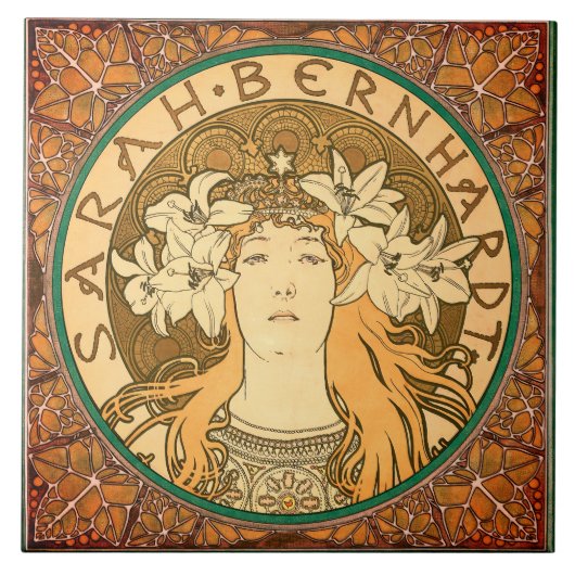 Alphonse Mucha Sarah Bernhardt Art Nouveau  Tegeltje (Voorkant)