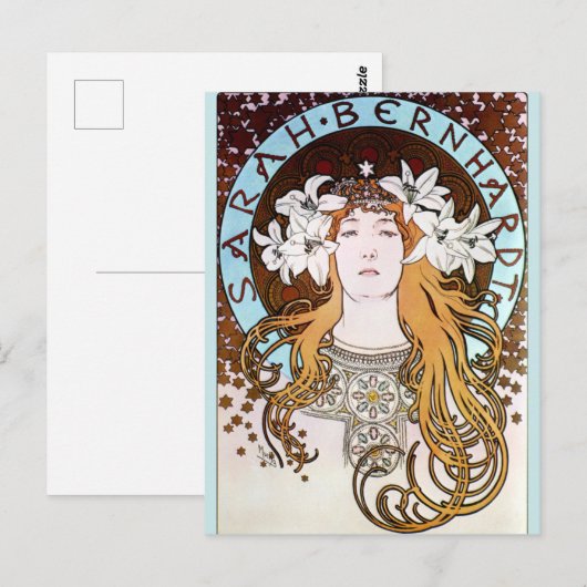 Alphonse Mucha - Sarah Bernhardt Briefkaart (Voorkant / Achterkant)