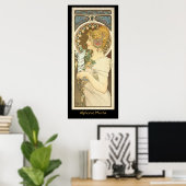 Alphonse Mucha Schilderen op zwart Poster (Thuiskantoor)