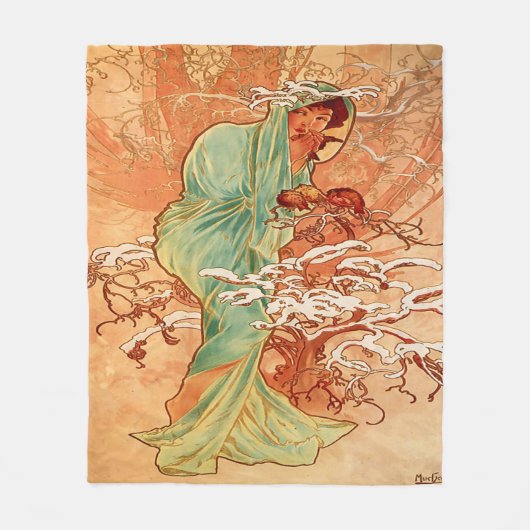Alphonse Mucha,  schoonheid, Aangepast Fleece Deken (Voorkant)