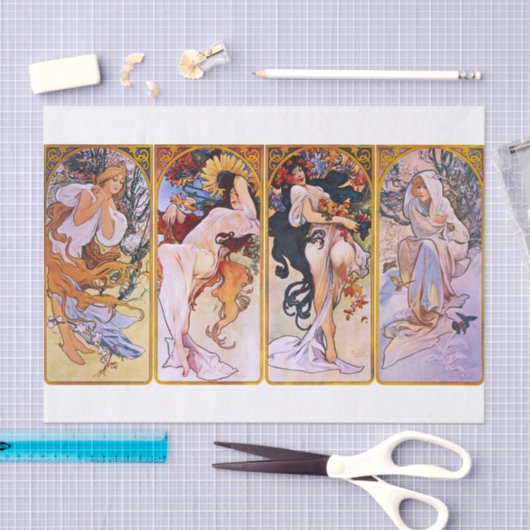 Alphonse Mucha | Seizoenen - 1897 Tissuepapier (Craft)