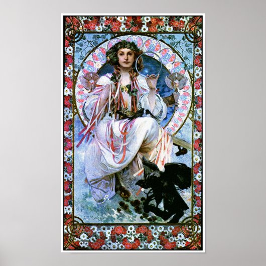 Alphonse Mucha - Slavia - Art Nouveau - Afscheidin Poster (Voorkant)