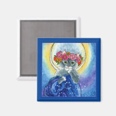 Alphonse Mucha spoof Cat bloemen Momagnet Magneet (Voorkant / Achterkant)