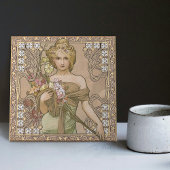 Alphonse Mucha Spring 4 Seasons Art  Tegeltje