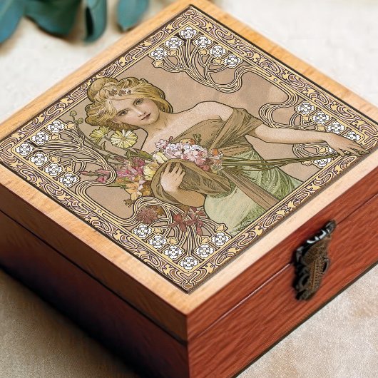 Alphonse Mucha Spring 4 Seasons Art Tegeltje