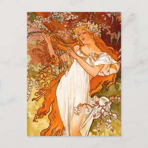 Alphonse Mucha Spring Briefkaart