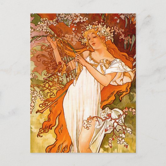 Alphonse Mucha Spring Briefkaart (Voorkant)