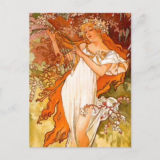 Alphonse Mucha Spring Feestdagenkaart (Voorkant)