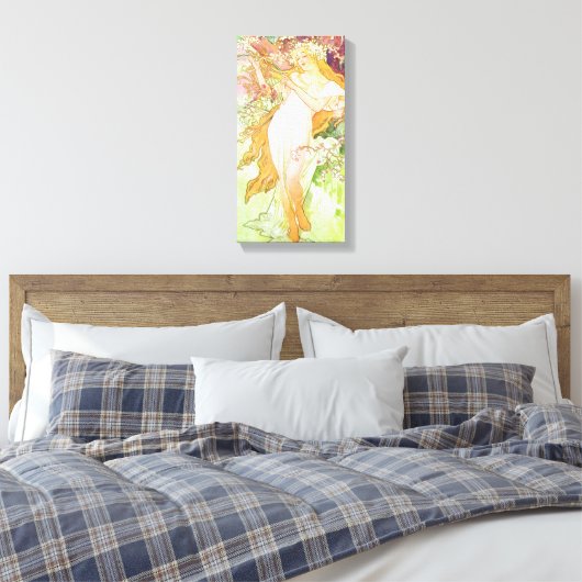Alphonse Mucha Spring Floral  Art Nouveau Canvas Afdruk (Insitu (Slaapkamer))