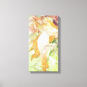 Alphonse Mucha Spring Floral  Art Nouveau Canvas Afdruk